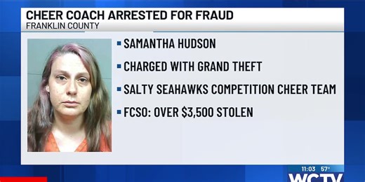 Cheer coach arrested in Franklin County, accused of misusing more than $3,500 of team funds