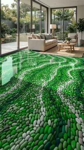Beautiful Floor Decoration Using Colorful Stones. #shorts