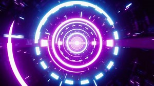 VJ Loop of Move through Spinning Neon Lights Tunnel