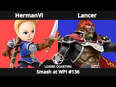 Smash at WPI #136 LOSERS QUARTERS - HermanVI (Mii Swordfighter) Vs Lancer (Ganondorf)