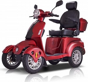 Scooter Secure 4-Wheel Mobility Scooter with Charger, Basket & Cup Holder, Red,