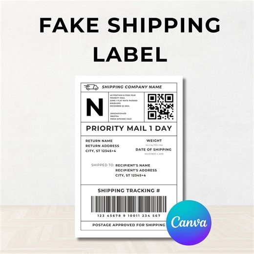 Editable Shipping Label Template: Personalized Mail Label, Canva (digital Download, 4x6 In) - Etsy