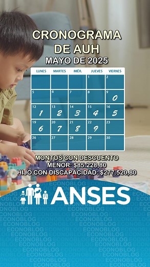 Calendario de pagos de AUH para mayo 2025