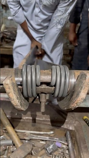 Creating a Double Spring with Inner Bend on Lathe Machine | 9mm Wire Craft #y #youtube shorts