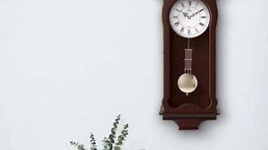 Pendulum Wall Clock Battery Operated - Wooden Hanging Grandfather Wall Clock with Pendulum - Quiet & Non-Chiming, Real Wood - Decorative for Living Room Decor, Office & Home Décor Gift 23.5x9.75
