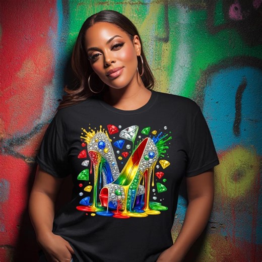 Colorful OES High Heel Fashion T-shirt, Glam Stiletto Graphic Tee, Fashionista Statement Shirt, Boutique Style Shirt Unisex S–5X - Etsy