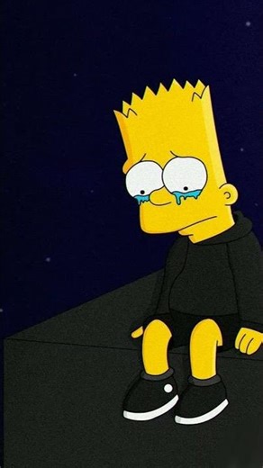 TR;STE BART 😔#BartSimpson#TheSimpsons#SadBart#Crying#Lonely#Aesthetic#NightSky#Melancholy#CartoonArt