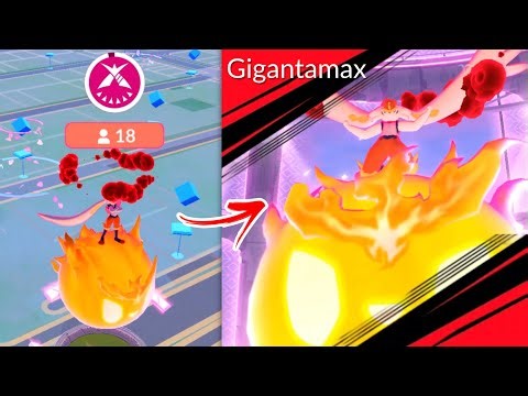 GIGANTAMAX CINDERACE raid (Max Battle) in Pokemon GO.