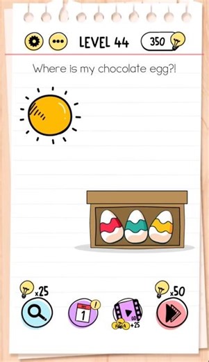 Brain Test Level 44 Walkthrough - Where is my chocolate egg?! 🧠 #Shorts
