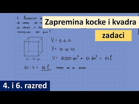 Zapremina kvadra i kocke, tekstualni zadaci, četvrti razred