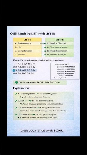 UGC NET CS PYQ 🔥 | AI Applications Match the Following | Easy Trick 💯