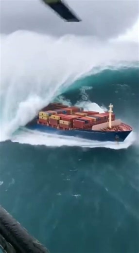 Massive Rogue Wave vs Giant Cargo Ship! 🌊🚢 #ocean #storm #nature #viral #shorts