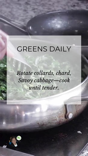 Greens Daily: Swap out collard greens, Swiss chard, and Savoy cabbage—simmer them until tender. Leafy greens, rich in calcium and vitamin K, are excellent for bone health. A study found that regular consumption of these greens can improve bone density. Add a cup of these nutrient-packed greens to your evening meal for a health boost. #LeafyGreens #BoneHealth #HealthyEating #Nutrition #CollardGreens #SwissChard #SavoyCabbage #CookingTips #HealthBenefits #NutritiousMeals