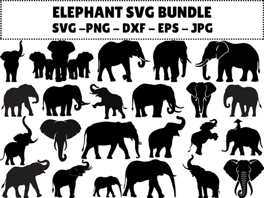 Elephant Silhouette SVG Bundle, Clipart, Cut Files (digital Download) - Etsy