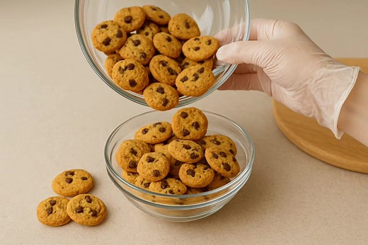 “Mini Choco Chippers pouring in 🤎✨ Bite-sized, cute, and dangerously addictive — the perfect little treat for any moment.”