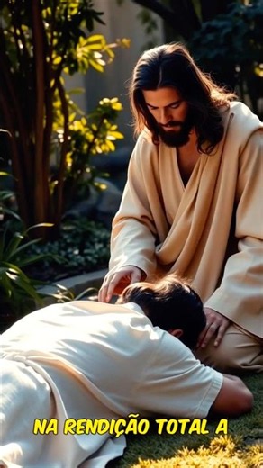 Uma multidão se aglomera, muitos confiando em si, enquanto poucos se rendem a Jesus, humildes.