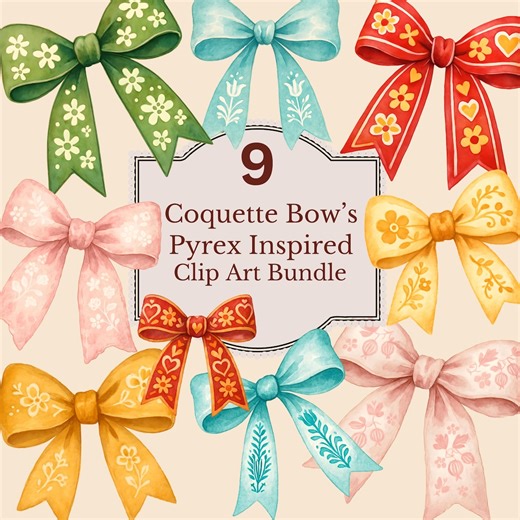 Coquette Bows Pyrex Inspired PNG, Bows, Vintage Pyrex Inspired, Clipart Bundle, Girly Bows, Sublimation, T-shirt Design, Coquette Bow PNG - Etsy