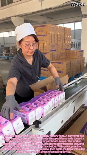 Satisfying Factory Work: Packing Tissue Rolls into Boxes on Assembly Line