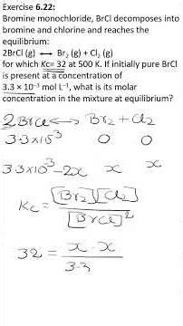 Calculation of concentration at the equilibrium