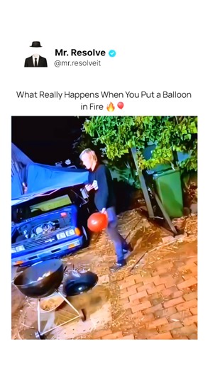 Mr. Resolve on Instagram: "When a regular balloon filled with air or helium is brought near a flame, it bursts instantly with a loud pop. This happens because the balloon’s rubber is very thin and can’t handle high temperatures — the heat from the fire quickly weakens it, causing it to melt and explode. But if the balloon is filled with water instead, the reaction changes. The water inside absorbs most of the heat, keeping the rubber cool for a while. That’s why a water-filled balloon doesn’t po