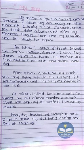 My Daily Routine Essay ☀️ Handwritten English Essay ✍️ World of Education