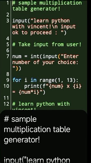 30 DAYS OF PYTHON — DAY 21 | multiplication table generator