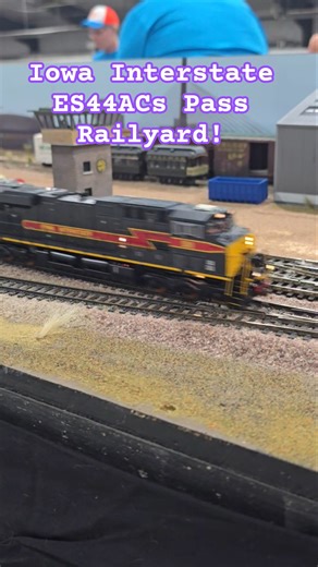 HO Scale Iowa Interstate ES44AC ACF Hopper Train Passes Railyard & Backshop!