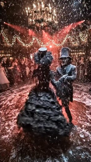 1K views · 4.6K reactions | Welcome to the Blizzard Ball, where the snow doesn’t fall from the ceiling it creeps in through the cracks like it’s alive. Ghostly dancers in frost-bitten finery twirl beside the living, their laughter echoing like icicles snapping in the dark. When the clock strikes midnight, a towering frost spirit glides down the staircase, grinning wide as it invites everyone to join the eternal after-party in the storm outside. | Halloween Vibes | Facebook