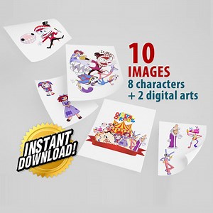 The Amazing Digital Circus 10 PNG Bundle - Instant Download, 8 Characters   2 Amazing Digital Arts, Hand Drawing Style, Circus Theme Decor - Etsy