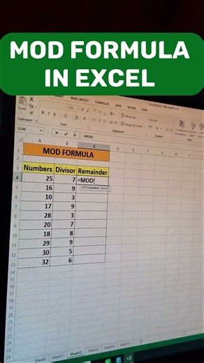 Mod Formula in Excel |Excel tips |Excel Skills #excel #computer #exceltips #exceltricks #shorts #skt