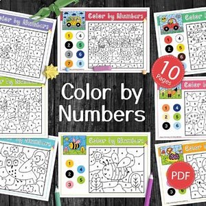 Color by Number Worksheets PDF, Coloring Book for Kids, Printable Activity Book