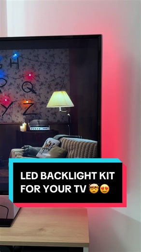 Backlit kit for your tv. It displays light which is the same or similar to the colour on your tv, giving an immersive effect! #tvlight #tvlighting #moodlighting #rgblight #tvbacklight