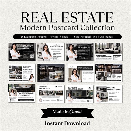 Real Estate Modern Postcard Templates Canva | Editable Realtor Marketing Postcards 6x4 & 7x5 | Instant Download - Etsy