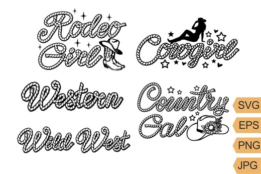 Rodeo Girl SVG Bundle Cowgirl Rope Font Clipart, Western Country Gal Vector Cut Files, Wild West EPS PNG Jpg Digital Download for Cricut - Etsy