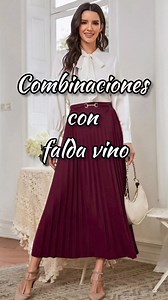 Combinaciones con falda color vino #winelook #vino #lookconvino #style #looks #lookstyle #combinaciondecolores #modafeminina #modafememina #outfit | Kathy.loyaga