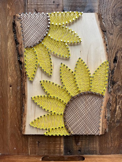 Rustic Sunflower String Art | Live Edge Wood Wall Decor | Farmhouse Summer Wall Hanging | Handmade Floral Art - Etsy