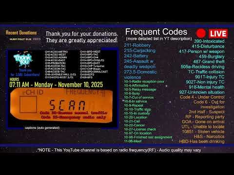 Bakersfield Scanner ⋅ 11/10 AM - 11/10 PM ⋅ 20 Channels with Channel ID