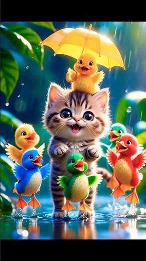 Cat and Duck Enjoying the Rain ☔🐱🦆#cat and duck | cute animal video | viral animal video