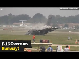 F-16 Fighter Jet Overruns Runway and causes 5.4 Million USD of Damage