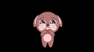 An animated rabbit is sad and crying on a transparent background . The concept of the emoticon is sadness, grief, resentment . Including the alpha channel .