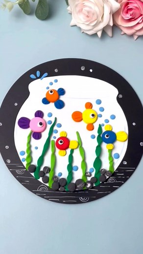 Let's make clay paintings of small fish in the fish tank with your children during the holidays, and also exercise your children's hands-on ability #parentchildhandwork #clayhandwork #handwork #claypainting #handworkdiy #love #design paper craft ideas | paper craft ideas