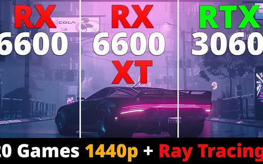 （ Random Benchmark）RX 6600 vs RX 6600 XT vs RTX 3060 2k游戏对比测试（光追+fsr/dlss）