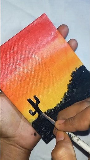 Easy Sunset in Desert Painting | Step-by-Step Acrylic Scenery Drawing for Beginners.