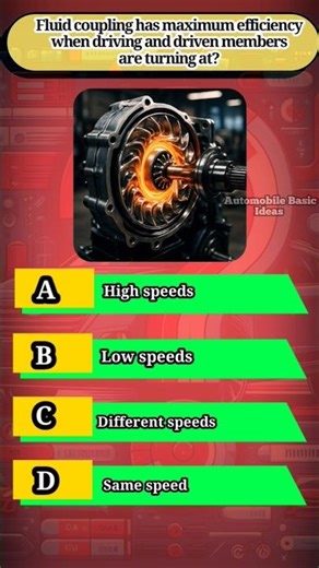 Fluid coupling has maximum efficiency when driving and driven members are turning at??