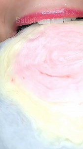 ASMR Satisfying Eating Rainbow Candy Floss 🌈 #asmr #eatingsounds #satisfyinglips | Satisfying Lips
