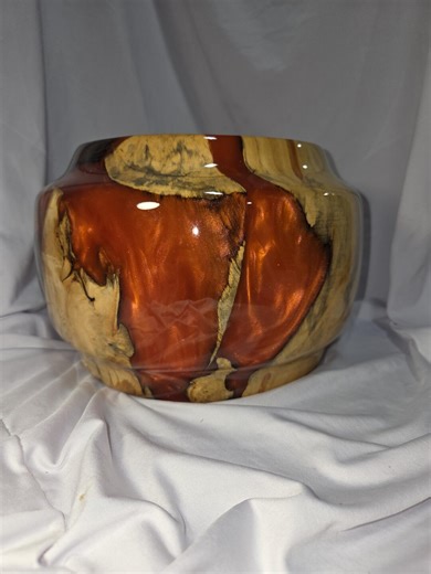 Hand Turned Box Elder Maple Wood and Red Resin Bowl | Planter | Unique #113 - Etsy