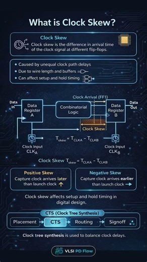 What is Clock Skew? | VLSI Timing Concept #vlsi #semiconductor #shorts #viral #physicaldesign