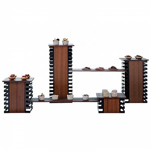 [Hot Item] Food Display Stand Stainless Steel Wooden Buffet Dessert Table Cake Dim Sum Shelf Buffetware