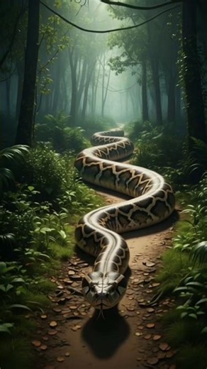 Huge Python Snake Crawling Through a Wild Jungle Road 🐍😱 | Snake War #Shorts