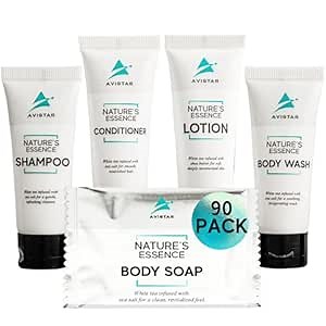 90 Piece Hotel Soap & Bulk Toiletries - Travel Essentials for BnB Hosts & Guests - Hotel Shampoo & Conditioner Supplies for Guests, Hotel Toiletries Bulk Set, Mini Bulk Travel Size Toiletries